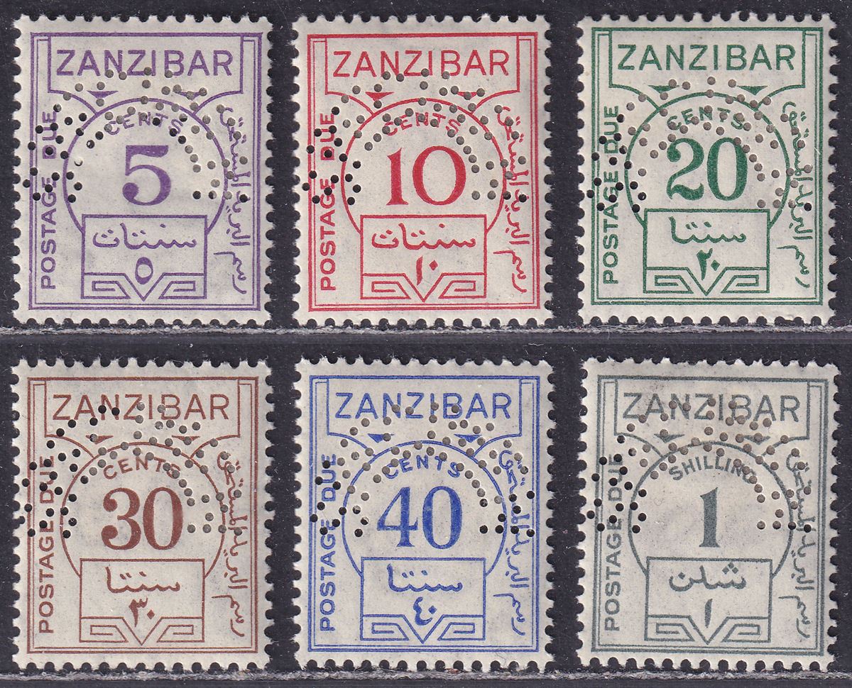 Zanzibar 1936 KGV Postage Due SPECIMEN Perf Set Mint SG D25s-D30s cat £150