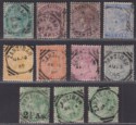 Click for more photos and details India used Zanzibar 1882-91 QV Selection to 1r Used with Z5 SQ postmarks