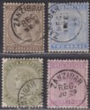 Click for more photos and details India used Zanzibar 1882 QV 1a6p 2a 4a 8a Used w Z6 Zanzibar REG postmarks c£90