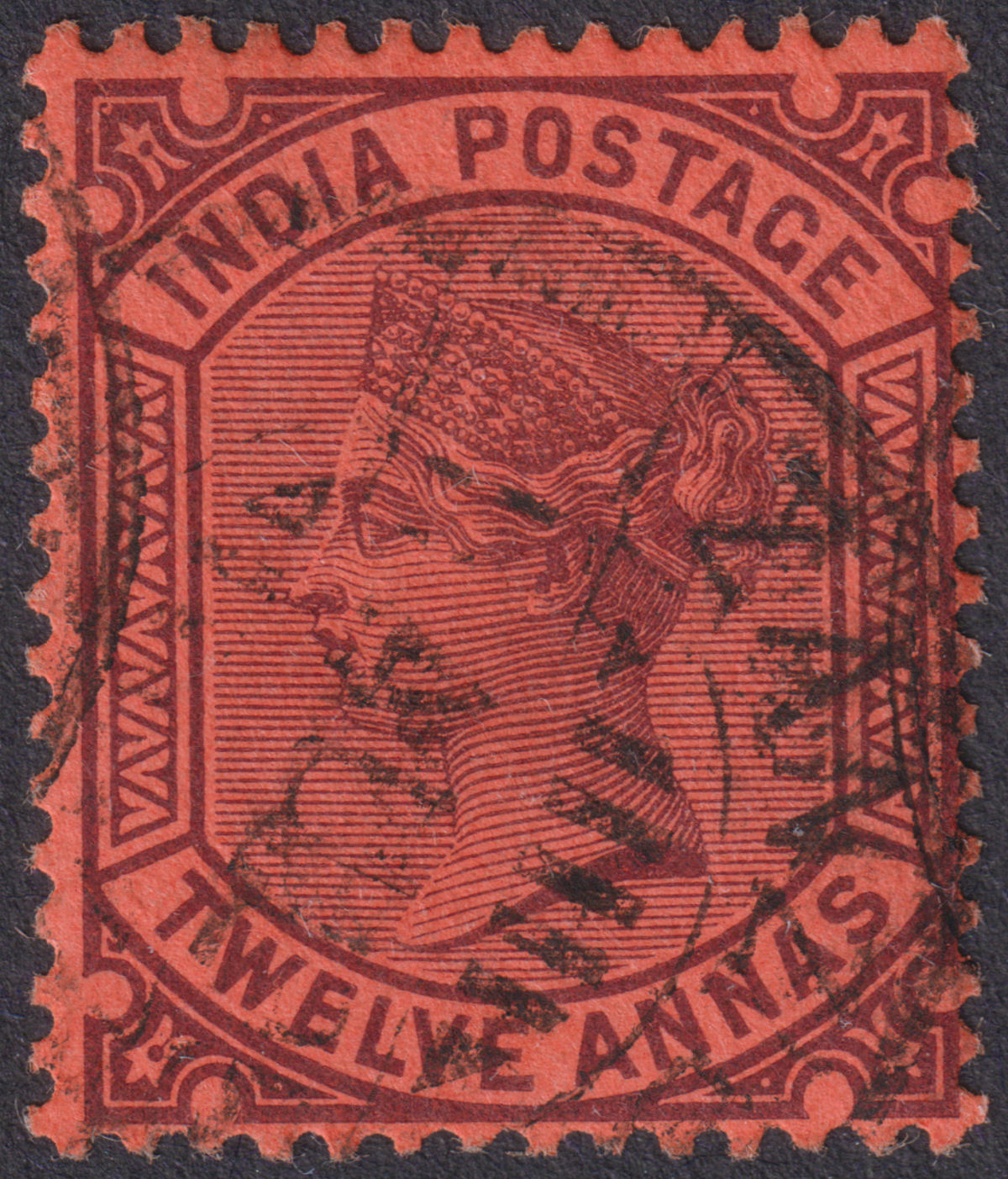 India used Zanzibar 1882 QV 12a Used w Z7 Zanzibar Postmark SG Z108 cat £180