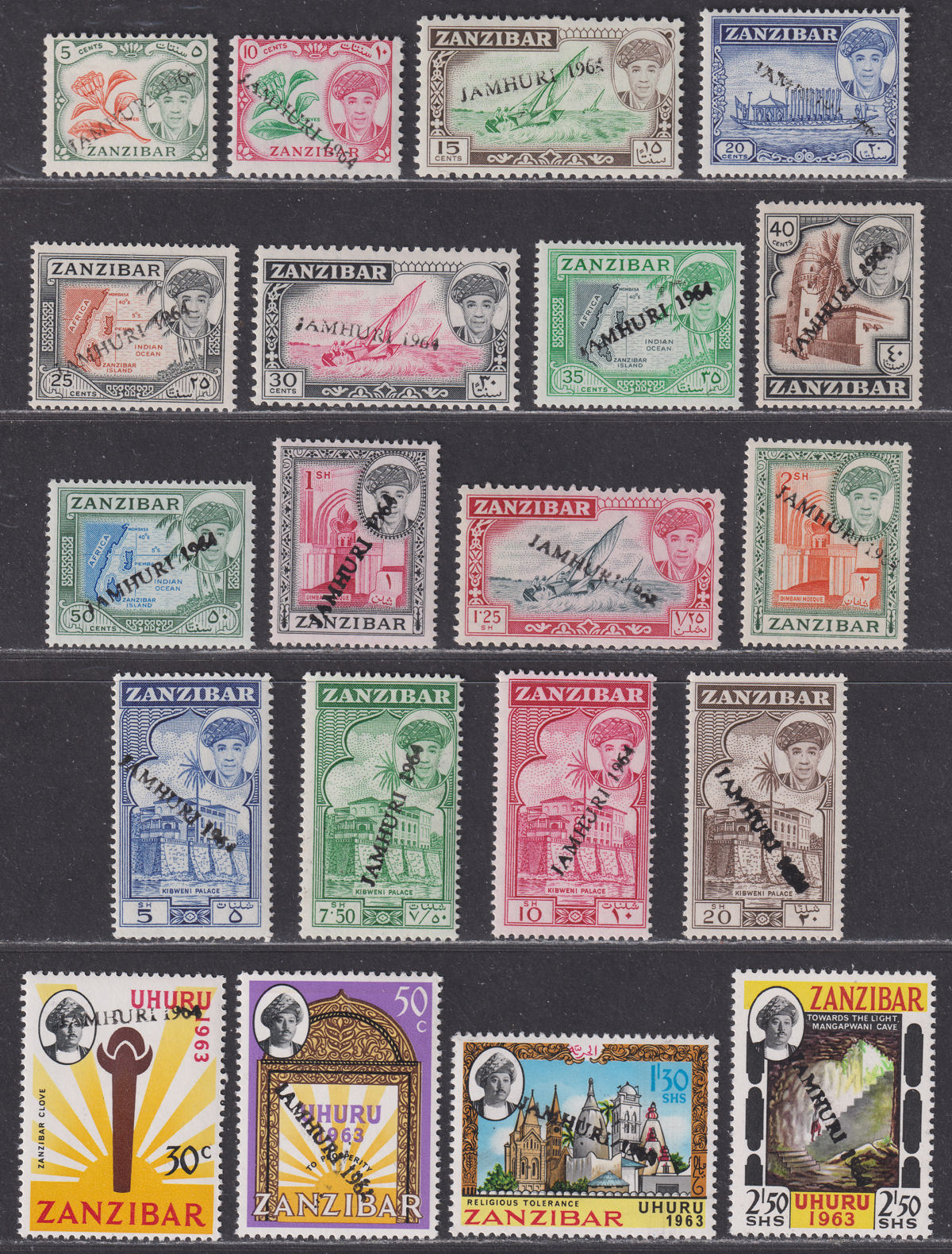 Zanzibar 1964 Jamhuri Overprint Set Mint SG394-413 cat £45