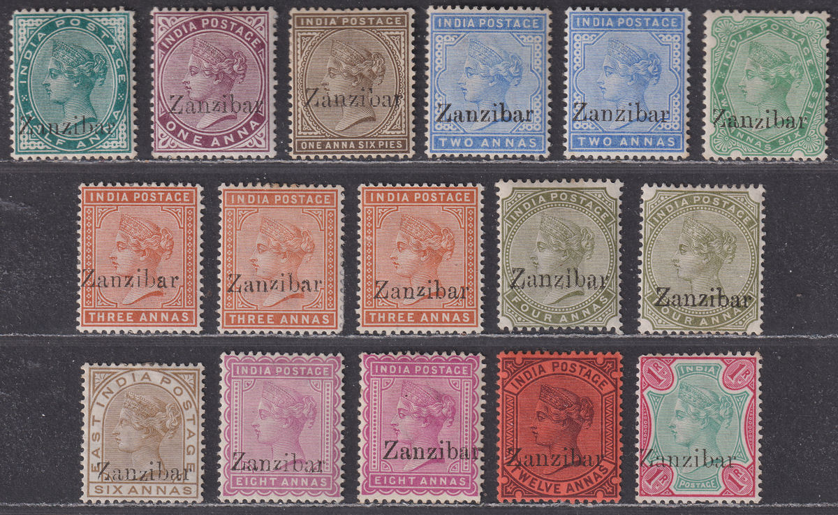 Zanzibar 1895 QV Overprint on India Part Set to 1r Mint