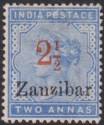 Zanzibar 1896 QV 2½a on 2a Surcharge Type 6 Mint SG26 cat £75