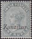 Zanzibar 1895 QV Overprint on India 1r Slate Mint SG17 cat £140 tones