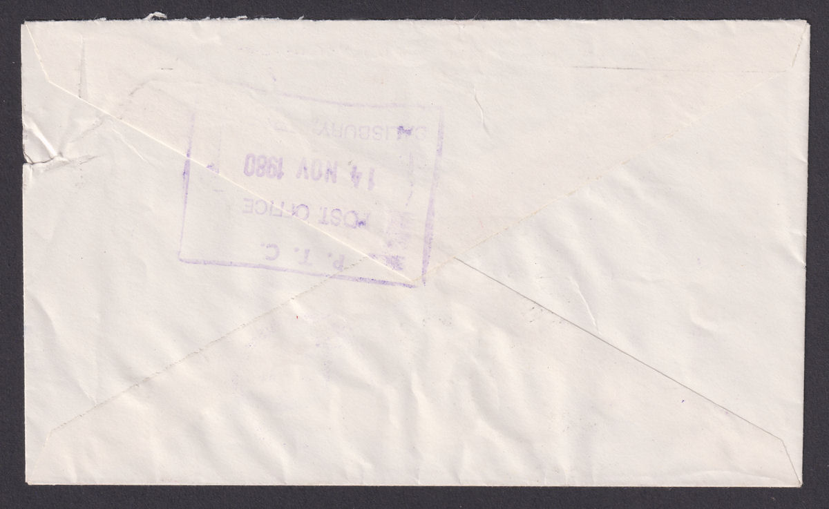 Zimbabwe 1980 QEII Unstamped Official Cover Used Postage Due 5c Pair SG D25