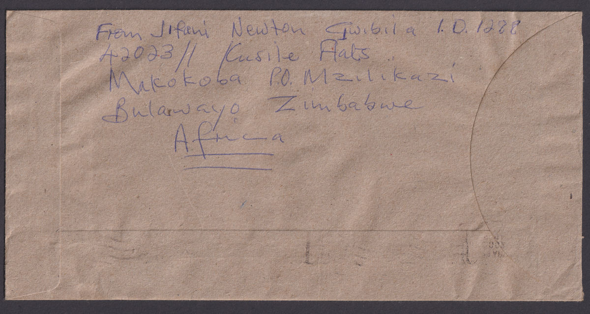 Zimbabwe 2002 QEII $45 Used on Airmail Cover SG1082 BULAWAYO to Arizona