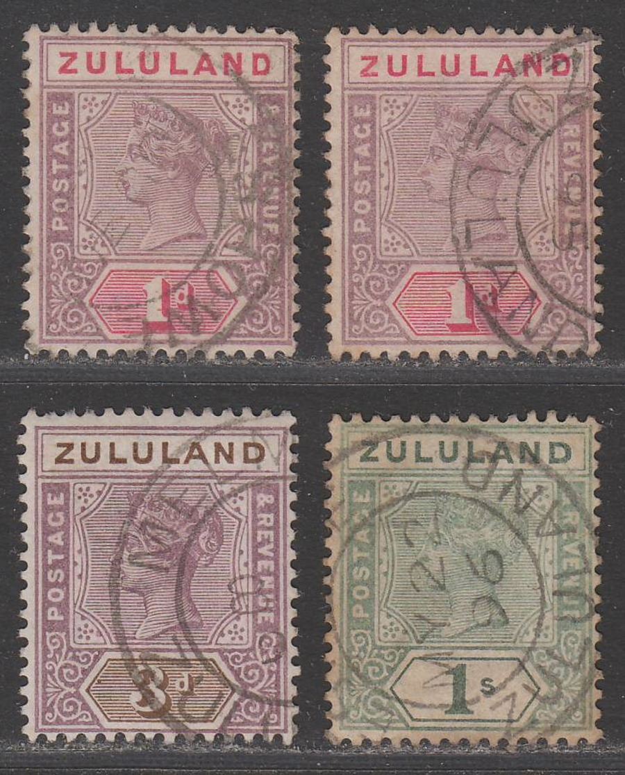 Zululand 1894 Queen Victoria Part Set to 1sh Used the 1sh with toning