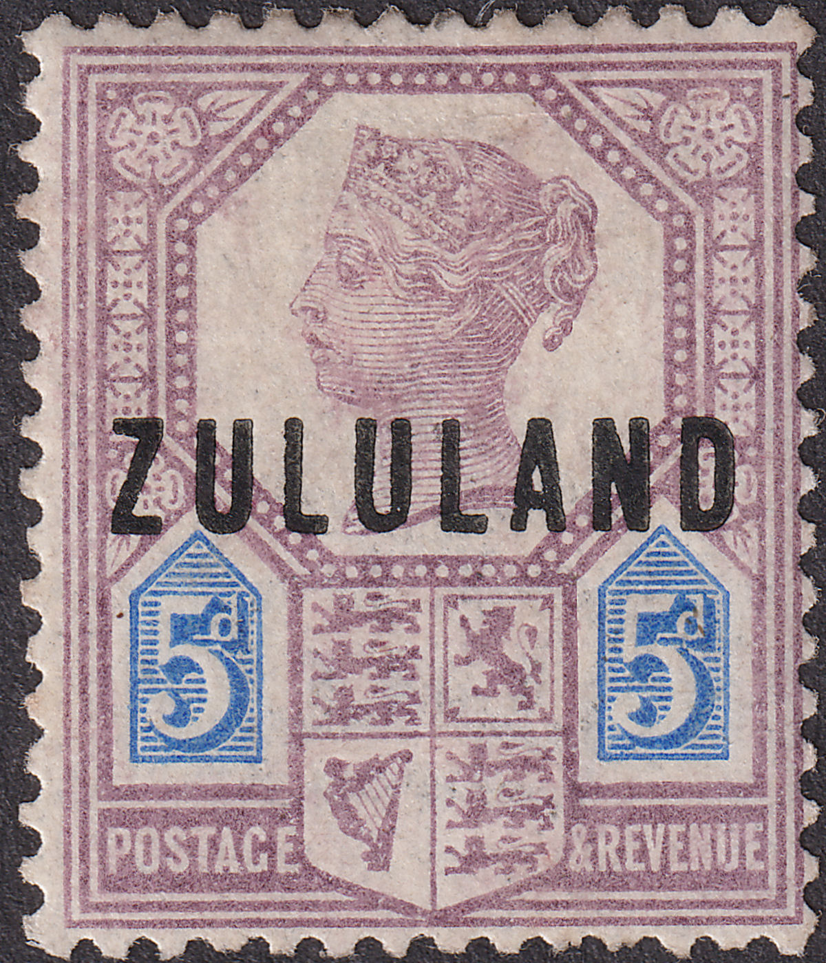 Zululand 1893 QV Overprint 5d Dull Purple and Blue Mint SG7 cat £120