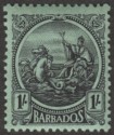 Click for more photos and details Barbados 1924 KGV Seal 1sh Black on Emerald Mint SG226