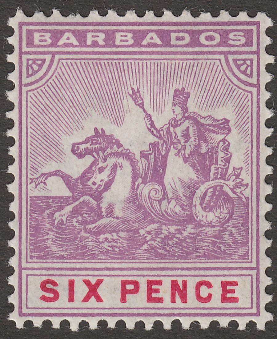 Barbados 1910 KEVII Seal of Colony 6d Dull and Bright Purple Mint SG168