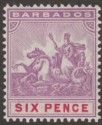 Click for more photos and details Barbados 1910 KEVII Seal of Colony 6d Dull and Bright Purple Mint SG168